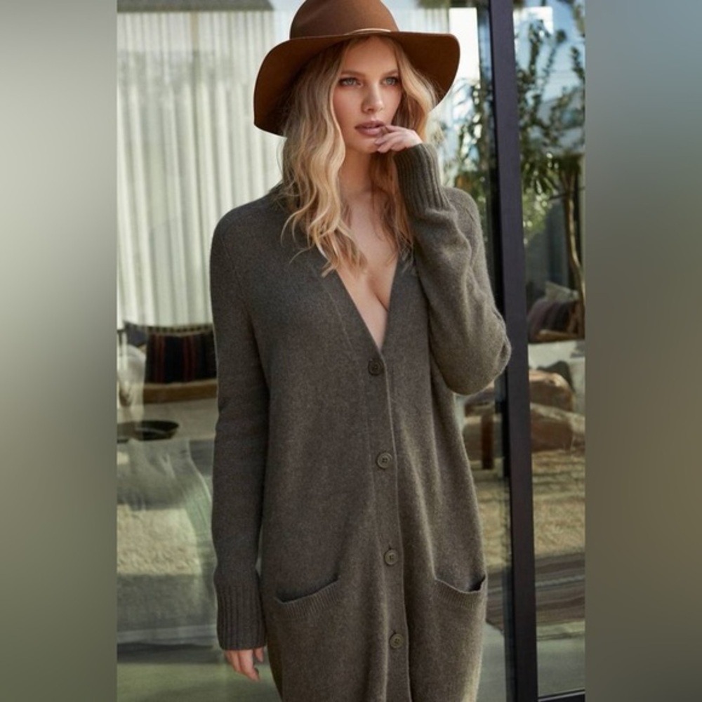 360 Cashmere Gabriella Olive Button-Up Cardigan Size XS